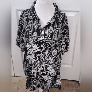 Mango Bay Short Sleeve Button Up Beaded Shirt   Size 1X